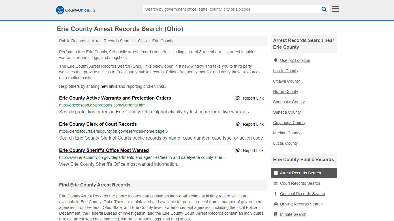 Arrest Records Search - Erie County, OH (Arrests & Mugshots)