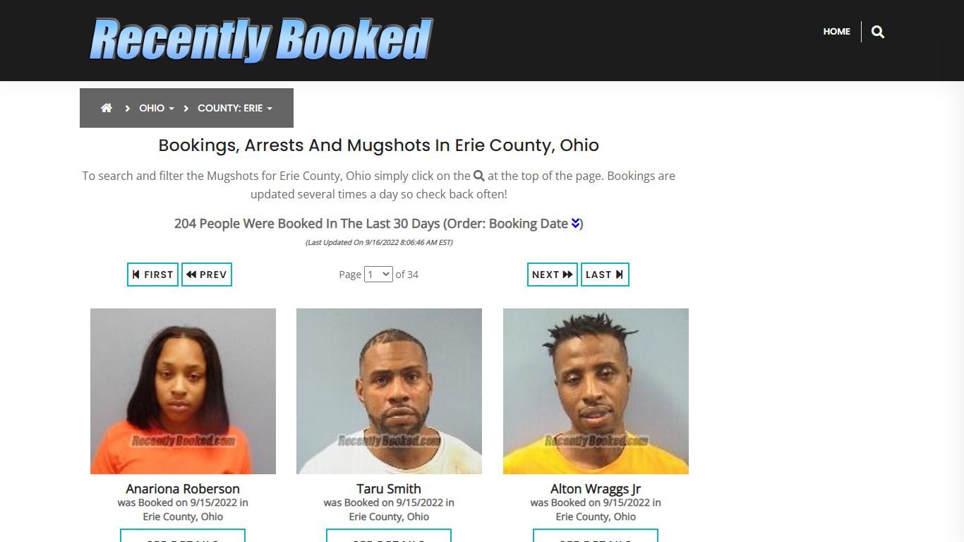 Recent bookings, Arrests, Mugshots in Erie County, Ohio - Recently Booked